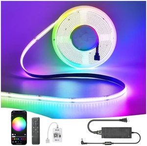 RGB COB Led Strip Light 32.8FT/10M, 10mm Led Tape Light, Color Changing | 24V5A Power, WiFi/Bluetooth Connect, APP/Remote Control, Music Sync for TV Led Backlight, Home Bedroom Decor RGB COB Led Strip Light 32.8FT/10M, 10mm Led Tape Light, Color Changing | 24V5A Power, WiFi/Bluetooth Connect, APP/Remote Control, Music Sync for TV Led Backlight, Home Bedroom Decor