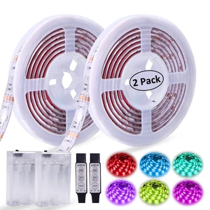 Battery Operated LED Strip Lights RGB Battery Powered Led Strip Lights | 2Pcs13.2FT/4M, 3 Keys Controller, Color Changing Flexible Lights, PC TV Mirror Kitchen Cabinet Shelves, Room Decor Battery Operated LED Strip Lights RGB Battery Powered Led Strip Lights | 2Pcs13.2FT/4M, 3 Keys Controller, Color Changing Flexible Lights, PC TV Mirror Kitchen Cabinet Shelves, Room Decor