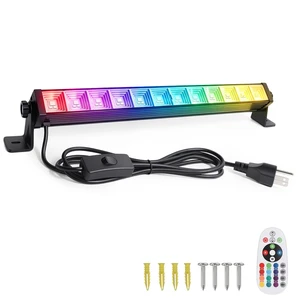 24W RGBW Black Light Bar, Plug-in RGB Color Changing LED Light Strip, LED Light with Remote for Halloween Christmas Party Decor 24W RGBW Black Light Bar, Plug-in RGB Color Changing LED Light Strip, LED Light with Remote for Halloween Christmas Party Decor