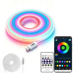 LED Neon Rope Lights, RGB Strip Lights 10FT | Light Follows Sound, Custom Colors, Remote Control, Waterproof IP68, DIY Design LED Neon Rope Lights, RGB Strip Lights 10FT | Light Follows Sound, Custom Colors, Remote Control, Waterproof IP68, DIY Design