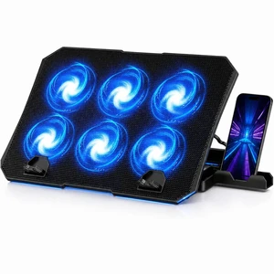 Laptop Cooling Pad, 6 Fans, 4-Level Stand, Dual USB for 12-17 Inch Laptops | Laptop fan stand cooler, computer cooling pad for laptops, phone holder, dual USB ports for home offices, study and work Laptop Cooling Pad, 6 Fans, 4-Level Stand, Dual USB for 12-17 Inch Laptops | Laptop fan stand cooler, computer cooling pad for laptops, phone holder, dual USB ports for home offices, study and work