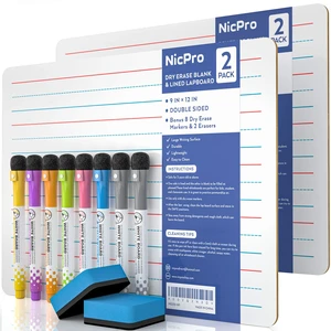 Dry Erase Lap Board 9 x 12 inches 2 Pack Ruled Kid Double Sided | Blank & Lined Small Lapboard with 8 Pens, 2 Eraser, Learning Mini Whiteboard Portable for Student and Classroom Use Dry Erase Lap Board 9 x 12 inches 2 Pack Ruled Kid Double Sided | Blank & Lined Small Lapboard with 8 Pens, 2 Eraser, Learning Mini Whiteboard Portable for Student and Classroom Use