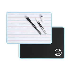 Mini Dry Erase Board for School, 1 Count Double Sided Ruled - Blue | An 8.25 x 11.75 lap board with a ruled small white board dry erase face and a non-porous chalkboard reverse. Mini Dry Erase Board for School, 1 Count Double Sided Ruled - Blue | An 8.25 x 11.75 lap board with a ruled small white board dry erase face and a non-porous chalkboard reverse.