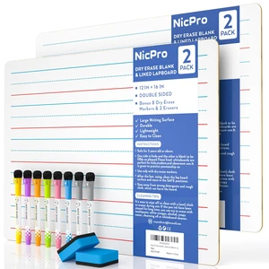 Dry Erase Board with Lines 12 x 16 in, 2 Pack Kid Double Sided Lined | White Board Dry Erase with 8 Pens, 2 Eraser, Small Learning Whiteboards for Kids, Students, Homeschool Essentials Supplies Dry Erase Board with Lines 12 x 16 in, 2 Pack Kid Double Sided Lined | White Board Dry Erase with 8 Pens, 2 Eraser, Small Learning Whiteboards for Kids, Students, Homeschool Essentials Supplies