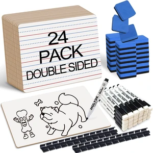 Set of 24 Dry Erase Boards, Double Sided Small Whiteboards with Lines for Kids, Students, Teacher & Classroom Pack, 9"x12" Mini Individual White Boards Lined for Writing with 24 Markers, 24 Erasers Set of 24 Dry Erase Boards, Double Sided Small Whiteboards with Lines for Kids, Students, Teacher & Classroom Pack, 9"x12" Mini Individual White Boards Lined for Writing with 24 Markers, 24 Erasers