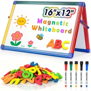 Dry Erase White Board for Kids16x12 inch Tabletop Whiteboard | Portable & Foldable Whiteboard, Table Top Small Whiteboard with Stand, Includes 82 Letter Magnets, for Classroom, Homeschool Dry Erase White Board for Kids16x12 inch Tabletop Whiteboard | Portable & Foldable Whiteboard, Table Top Small Whiteboard with Stand, Includes 82 Letter Magnets, for Classroom, Homeschool