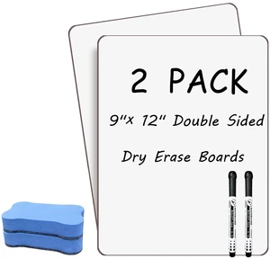Double Sided Portable White Board 9''x12'' Small Dry Erase Board, Mini Whiteboard with 2 Markers and 2 Erasers, Dry Erase Whiteboard for Memos, Drawing, Notes, Menu, Message, Classroom and Home Use Double Sided Portable White Board 9''x12'' Small Dry Erase Board, Mini Whiteboard with 2 Markers and 2 Erasers, Dry Erase Whiteboard for Memos, Drawing, Notes, Menu, Message, Classroom and Home Use