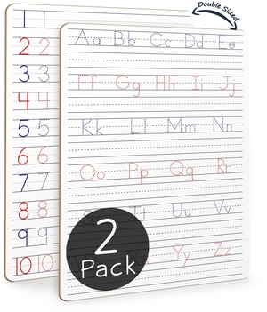 2 Pack Alphabet Tracing Board, Dry Erase Lapboard Ages 3 to 5 | Double Sided, Dotted Guided Letters and Numbers, Reusable Easy Clean Crisp Surface, Homeschool, Classroom and Siblings Ready 2 Pack Alphabet Tracing Board, Dry Erase Lapboard Ages 3 to 5 | Double Sided, Dotted Guided Letters and Numbers, Reusable Easy Clean Crisp Surface, Homeschool, Classroom and Siblings Ready