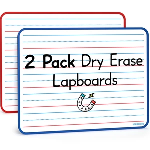 Magnetic Lined Dry Erase Whiteboard, Red and Blue, 9 x 12 Inches, Double Sided Magnetic Lined Dry Erase Whiteboard, Red and Blue, 9 x 12 Inches, Double Sided