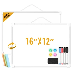 Small Dry Erase Board for Wall, 16" x 12" Double-Sided Hanging Whiteboard, Magnetic White Board with 4 Markers, 4 Magnets and 3 Mini Sticky Notes, Portable Whiteboard for School, Home, Office Small Dry Erase Board for Wall, 16" x 12" Double-Sided Hanging Whiteboard, Magnetic White Board with 4 Markers, 4 Magnets and 3 Mini Sticky Notes, Portable Whiteboard for School, Home, Office