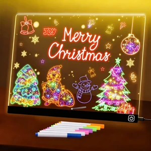 LED Note Board with Colors, 13.7"X10" Light Up Acrylic Dry Erase Board Led Drawing Board 7 Colors Message Board Night Light with 7 Markers for Birthday Party Christmas Gift LED Note Board with Colors, 13.7"X10" Light Up Acrylic Dry Erase Board Led Drawing Board 7 Colors Message Board Night Light with 7 Markers for Birthday Party Christmas Gift