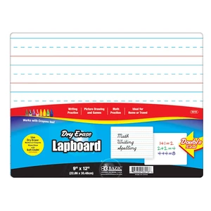 Double-Sided Dry Erase Lap Board, 9 x 12 in | 9 x 12 in double-sided dry erase board, Ruled on one side and blank on the other, Practice, For classroom and home use Double-Sided Dry Erase Lap Board, 9 x 12 in | 9 x 12 in double-sided dry erase board, Ruled on one side and blank on the other, Practice, For classroom and home use