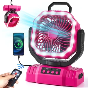 Portable Camping Fan with Light, 20000mAh Rechargeable Battery Fan | Desk Fan with Auto Oscillation, Timer, Remote, 360° Rotation Hook, 4 Speeds for Power Outage Travel Home, Pink Portable Camping Fan with Light, 20000mAh Rechargeable Battery Fan | Desk Fan with Auto Oscillation, Timer, Remote, 360° Rotation Hook, 4 Speeds for Power Outage Travel Home, Pink