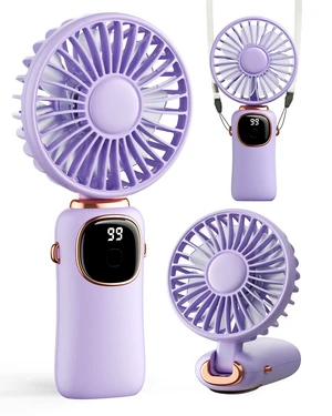 Portable Handheld Fan, 4000mAh Battery Operated 3 in 1 Multifunction Personal Travel Fans with Digital Display, 90° Foldable Desk Fan with Base, 5 Speed Lash Fan for Makeup/Commute/Office Portable Handheld Fan, 4000mAh Battery Operated 3 in 1 Multifunction Personal Travel Fans with Digital Display, 90° Foldable Desk Fan with Base, 5 Speed Lash Fan for Makeup/Commute/Office