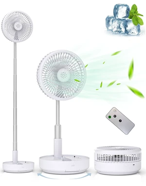 Portable Fan for Travel, Rechargeable Oscillating Fan with Remote | 7200mAh Battery, Max 21H Runtime, Foldable Telescopic 7.7" for Sleeping Travel Camping Cruise Hotel Bedroom, White Portable Fan for Travel, Rechargeable Oscillating Fan with Remote | 7200mAh Battery, Max 21H Runtime, Foldable Telescopic 7.7" for Sleeping Travel Camping Cruise Hotel Bedroom, White