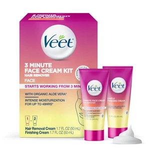 3 Minute Facial Hair Removal Cream for Women, Depilatory Cream with Organic Aloe Vera, 2 Piece Women's Facial Hair Remover Kit, 1.7 Fl Oz Remover + 1.7 Fl Oz Finishing 3 Minute Facial Hair Removal Cream for Women, Depilatory Cream with Organic Aloe Vera, 2 Piece Women's Facial Hair Remover Kit, 1.7 Fl Oz Remover + 1.7 Fl Oz Finishing