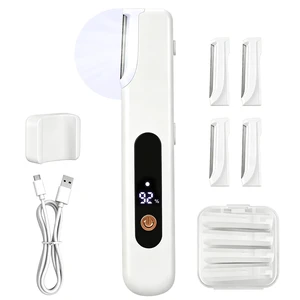 Electric Sonic Dermaplaning Tool for Women, Rechargeable with Digital BatteryLevel Display, 3Speed LED Face Razor for Peach Fuzz Removal | 4 Replacement Blades (Large) Electric Sonic Dermaplaning Tool for Women, Rechargeable with Digital BatteryLevel Display, 3Speed LED Face Razor for Peach Fuzz Removal | 4 Replacement Blades (Large)