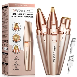 Nose Hair Trimmer: 3 in1 Rechargeable Facial Hair Removal & Eyebrow Shaver - Painless Electric Hair Remover Device for Women & Men with Built-in LED Light Nose Hair Trimmer: 3 in1 Rechargeable Facial Hair Removal & Eyebrow Shaver - Painless Electric Hair Remover Device for Women & Men with Built-in LED Light