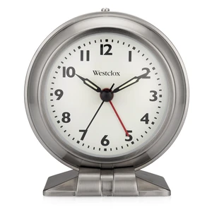 Classic Alarm Clock Silver Finish, 4.75W x 5.5H Analog Display, Battery-Powered, Glass Lens, Easy-Read Numbers, Real-Bell Style Alarm, Vintage Look Classic Alarm Clock Silver Finish, 4.75W x 5.5H Analog Display, Battery-Powered, Glass Lens, Easy-Read Numbers, Real-Bell Style Alarm, Vintage Look