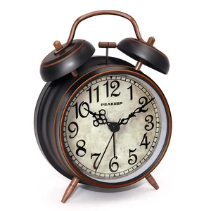 Retro 4 inches Battery Operated Twin Bell Loud Alarm Clock | for Heavy Sleepers Adults, Old Fashioned Back to 80s for Bedroom Desk Living Room Kids' Room Decoration (Black with Arabic) Retro 4 inches Battery Operated Twin Bell Loud Alarm Clock | for Heavy Sleepers Adults, Old Fashioned Back to 80s for Bedroom Desk Living Room Kids' Room Decoration (Black with Arabic)