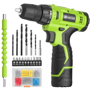 Cordless Drill Set,12V Power Drill Set with Battery and Charger, Electric Driver/Drill Bits, 3/8'' Keyless Chuck,21+1 Torque Setting, 180 inch-lbs, with LED Electric Drill Set (Green) Cordless Drill Set,12V Power Drill Set with Battery and Charger, Electric Driver/Drill Bits, 3/8'' Keyless Chuck,21+1 Torque Setting, 180 inch-lbs, with LED Electric Drill Set (Green)