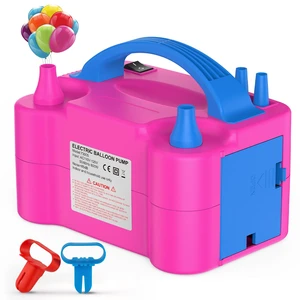 Electric Balloon Pump with Dual Nozzle & 2 Tying Tools | 110V 600W Portable Balloon Inflator for Party Decoration Christmas Birthday Garland Arch, Pink Electric Balloon Pump with Dual Nozzle & 2 Tying Tools | 110V 600W Portable Balloon Inflator for Party Decoration Christmas Birthday Garland Arch, Pink