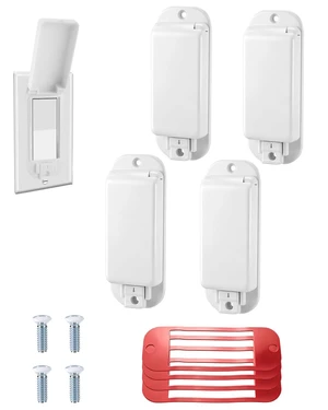 4Pack Light Switch Guard Cover, Baby Proof Wall Switch Cover Guard | White Light Switch Cover Protector Prevents Toddlers from Flipping Lights On/Off, Fits Standard Rocker Light Dimmer Switch 4Pack Light Switch Guard Cover, Baby Proof Wall Switch Cover Guard | White Light Switch Cover Protector Prevents Toddlers from Flipping Lights On/Off, Fits Standard Rocker Light Dimmer Switch