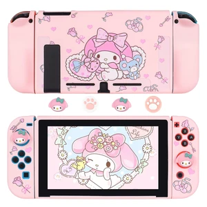 Cute Rabbit Switch Protective Case Dockable Soft Silicone Shell Shockproof Scratch Resistant Cover Joy Con Skin with 4PCS Lovely Thumb Grips Caps Cute Rabbit Switch Protective Case Dockable Soft Silicone Shell Shockproof Scratch Resistant Cover Joy Con Skin with 4PCS Lovely Thumb Grips Caps