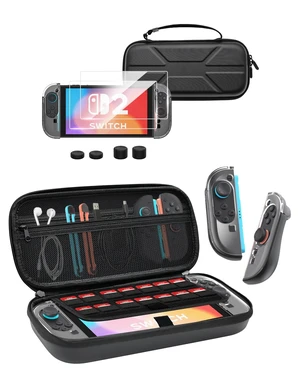 14 in 1 Carrying Case Accessories Set for Nintendo Switch 2 | Travel Storage Bag Holds 14 Game Cartridges, Protective Crystal JoyCon Case for Switch2, 2 Screen Protectors, 4 Thumb Grips 14 in 1 Carrying Case Accessories Set for Nintendo Switch 2 | Travel Storage Bag Holds 14 Game Cartridges, Protective Crystal JoyCon Case for Switch2, 2 Screen Protectors, 4 Thumb Grips