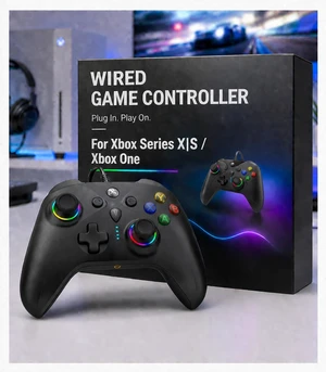 Wired TMR Joysticks Controller for Xbox One Xbox Series X S Black Wired Gamepad With M1/M2 Back Buttons, Turbo, RGB Lights, Textured Grips, 3.5mm Headset Jack Wired TMR Joysticks Controller for Xbox One Xbox Series X S Black Wired Gamepad With M1/M2 Back Buttons, Turbo, RGB Lights, Textured Grips, 3.5mm Headset Jack