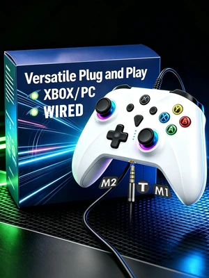 Wired Controller for Xbox,Turbo Macro,RGB Light,Gaming,White | No Drift Joystick,1000Hz Polling Rate,Vibration,3.5mm Audio Jack,Steam Remote Gamepad for Xbox One,Series X,S ,PC,Plug Play Wired Controller for Xbox,Turbo Macro,RGB Light,Gaming,White | No Drift Joystick,1000Hz Polling Rate,Vibration,3.5mm Audio Jack,Steam Remote Gamepad for Xbox One,Series X,S ,PC,Plug Play
