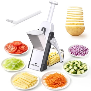 Safe Mandoline Slicer Kitchen, All in 1 Vegetable Slicer, Gray | Adjustable Thickness, Potato Slicer Veggie Chopper, Strips Julienne Dicer, French Fry Cutter, Dishwasher Safe, Kitchen Gift Safe Mandoline Slicer Kitchen, All in 1 Vegetable Slicer, Gray | Adjustable Thickness, Potato Slicer Veggie Chopper, Strips Julienne Dicer, French Fry Cutter, Dishwasher Safe, Kitchen Gift