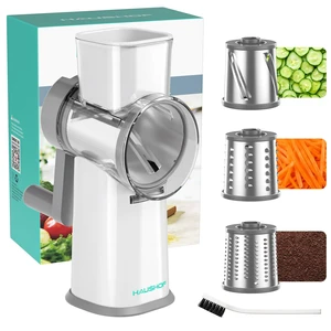 Rotary Cheese Grater Hand Crank, Vegetable Slicer with 3 Blades | Large Manual Cheese Shredder, Foldable Handle, Powerful Suction Base, Grater for Cheese, Vegetables, Nuts Rotary Cheese Grater Hand Crank, Vegetable Slicer with 3 Blades | Large Manual Cheese Shredder, Foldable Handle, Powerful Suction Base, Grater for Cheese, Vegetables, Nuts