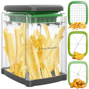 French Fry Cutter Statinless Steel - Potato Cutter (3 in 1) | Veggie Cutter with Stainless Steel Blades - 3 Interchangeable Blades & Safety Glove Included French Fry Cutter Statinless Steel - Potato Cutter (3 in 1) | Veggie Cutter with Stainless Steel Blades - 3 Interchangeable Blades & Safety Glove Included