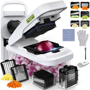 Multifunctional Vegetable Chopper & Mandoline Slicer, Veggie Chopper | Removable Grid ,8 Interchangeble Blades, Onion Chopper, Easy to Clean Food Chopper, Fruit Slicer Onion Dicer Multifunctional Vegetable Chopper & Mandoline Slicer, Veggie Chopper | Removable Grid ,8 Interchangeble Blades, Onion Chopper, Easy to Clean Food Chopper, Fruit Slicer Onion Dicer