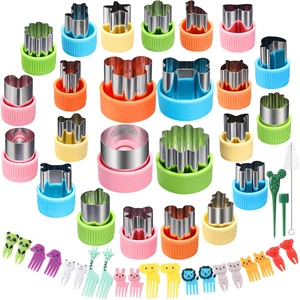 24 pcs Vegetable Cutter Shapes Sets Cookie Cutters Fruit Stamps Mold with 20 pcs Food Picks and Forks for Kids 24 pcs Vegetable Cutter Shapes Sets Cookie Cutters Fruit Stamps Mold with 20 pcs Food Picks and Forks for Kids