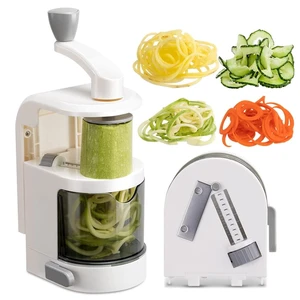 Vegetable Spiralizer 4-IN-1 Rotating Blade Veggie Spiralizer Zucchini Noodle Maker with Strong Suction Cup Spiral Vegetable Cutter Slicer - White Vegetable Spiralizer 4-IN-1 Rotating Blade Veggie Spiralizer Zucchini Noodle Maker with Strong Suction Cup Spiral Vegetable Cutter Slicer - White