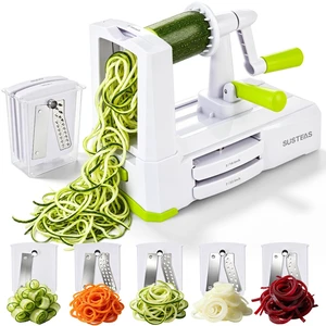 Vegetable Spiralizer, 5 Blades Zucchini Spiralizer Noodle Maker | Vegetable Slicer with Strong Suction Cup for Veggie Noodles, Zucchini Pasta, Sweet Potato, Beet Noodles and Curly Chips Vegetable Spiralizer, 5 Blades Zucchini Spiralizer Noodle Maker | Vegetable Slicer with Strong Suction Cup for Veggie Noodles, Zucchini Pasta, Sweet Potato, Beet Noodles and Curly Chips
