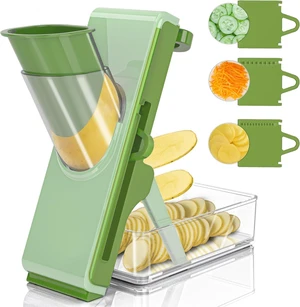 Mandoline Slicer for Kitch,Bigger Size,Adjustable Vegetable Slicer | Vegetable Fruit Slicer with Container,Potato Slicer Veggie Chopper,Stainless SteelBlades,Foldable,Dishwasher Safe,Kitchen Gif Mandoline Slicer for Kitch,Bigger Size,Adjustable Vegetable Slicer | Vegetable Fruit Slicer with Container,Potato Slicer Veggie Chopper,Stainless SteelBlades,Foldable,Dishwasher Safe,Kitchen Gif