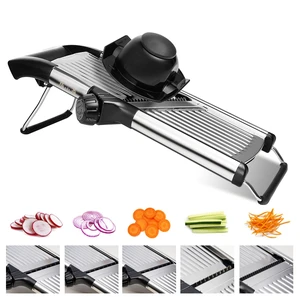 5in1 Adjustable Mandoline Slicer, Stainless Steel Vegetable Cutter | Ultra Sharp Blades, NonSlip Base, Safety Food Holder Included, Julienne Slicer & Shredder for Potato, Onion, Cabbage 5in1 Adjustable Mandoline Slicer, Stainless Steel Vegetable Cutter | Ultra Sharp Blades, NonSlip Base, Safety Food Holder Included, Julienne Slicer & Shredder for Potato, Onion, Cabbage