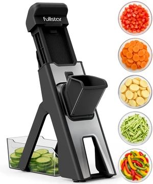 Safer Mandoline Slicer for Kitchen Adjustable Veggie & Food Slicer | 4-in-1 Vegetable Slicer, 1-8mm Dial Julienne Settings, Slicer for Potatoes, Cucumbers, Onions & Fruit with Catch Tray (Black) Safer Mandoline Slicer for Kitchen Adjustable Veggie & Food Slicer | 4-in-1 Vegetable Slicer, 1-8mm Dial Julienne Settings, Slicer for Potatoes, Cucumbers, Onions & Fruit with Catch Tray (Black)