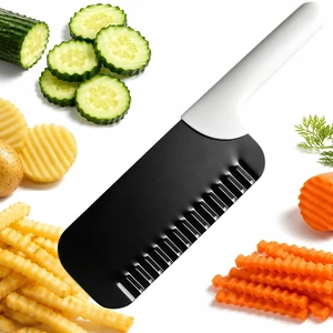 Crinkle Cutter, Wavy Knife, Crinkle Cut Knife, Crinkle Fry Cutter, Stainless Steel Corrugated Slicer with Non-Stick Coating, Crinkle Cutter for Veggies and Fruit Crinkle Cutter, Wavy Knife, Crinkle Cut Knife, Crinkle Fry Cutter, Stainless Steel Corrugated Slicer with Non-Stick Coating, Crinkle Cutter for Veggies and Fruit