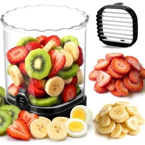 Strawberry Slicer, Black, 1-Pack | Stainless Steel Blades, Egg & Fruit Slicer Cup, For Banana, Cucumber, Mushroom, ABS Detachable, Precision Berry Cutter Tool Strawberry Slicer, Black, 1-Pack | Stainless Steel Blades, Egg & Fruit Slicer Cup, For Banana, Cucumber, Mushroom, ABS Detachable, Precision Berry Cutter Tool