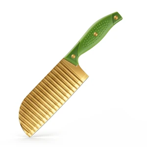 Gold Crinkle Cutter Knife Wave Fry Cutter for Potato Cucumber | Carrot Cutting, Wave Cut Design, Vegetable Slicer, Crinkle Fry Cutter, Gold Finish Gold Crinkle Cutter Knife Wave Fry Cutter for Potato Cucumber | Carrot Cutting, Wave Cut Design, Vegetable Slicer, Crinkle Fry Cutter, Gold Finish