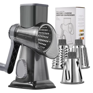 Cheese Grater Hand Crank Rotary Vegetables Shredder with Handle | 3-in-1 Graters, Interchangeable Blades, Non-slip Base, Multifunctional Slicer Cheese Grater Hand Crank Rotary Vegetables Shredder with Handle | 3-in-1 Graters, Interchangeable Blades, Non-slip Base, Multifunctional Slicer