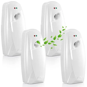 4 Pcs Automatic Air Freshener Spray Dispenser for Room, White | Timer Function, Fits Standard Refills, Wall Mount or Free Stand, Battery Operated for Commercial Home Office, Auto System 4 Pcs Automatic Air Freshener Spray Dispenser for Room, White | Timer Function, Fits Standard Refills, Wall Mount or Free Stand, Battery Operated for Commercial Home Office, Auto System