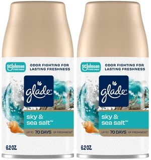 Automatic Spray Refill Air Freshener, Sky & Sea Salt, 2 Count | 6.2 oz Each, Home and Bathroom Use, Fits Glade Automatic Spray Holder, Adjustable Timed Fragrance Release, Odor Fighting Automatic Spray Refill Air Freshener, Sky & Sea Salt, 2 Count | 6.2 oz Each, Home and Bathroom Use, Fits Glade Automatic Spray Holder, Adjustable Timed Fragrance Release, Odor Fighting