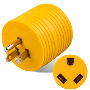 30 Amp to 110 Volt RV Adapter, NEMA 5-15P to TT-30R Electrical Power 30 Amp to 15 Amp 110 Adaptor, 15A Household Male to 30A RV Female Converter Plug for Camper Caravan Van Travel Trailer 30 Amp to 110 Volt RV Adapter, NEMA 5-15P to TT-30R Electrical Power 30 Amp to 15 Amp 110 Adaptor, 15A Household Male to 30A RV Female Converter Plug for Camper Caravan Van Travel Trailer