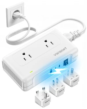 220V to 110V Voltage Converter US to Europe for Hair Straighteners and Curling Iron, Universal Travel Adapter with 1 USB A & 2 USB C Ports Fast Charging, UK/AU/US/EU Worldwide Plug Adapter 220V to 110V Voltage Converter US to Europe for Hair Straighteners and Curling Iron, Universal Travel Adapter with 1 USB A & 2 USB C Ports Fast Charging, UK/AU/US/EU Worldwide Plug Adapter