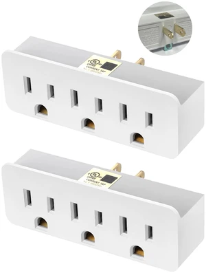 Grounded Adapter 3-Prong to 2-Prong Triple Outlet Converter - UL Listed 3 Pin to 2 Pin Polarized Plug Extender Power Strip, Wall Plug Splitter with 3 AC Outlets for Household Appliances (2) Grounded Adapter 3-Prong to 2-Prong Triple Outlet Converter - UL Listed 3 Pin to 2 Pin Polarized Plug Extender Power Strip, Wall Plug Splitter with 3 AC Outlets for Household Appliances (2)